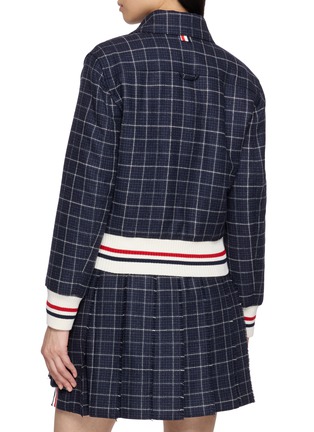Back View - Click To Enlarge - THOM BROWNE - Windowpane Check Down Filled Cropped Flight Jacket