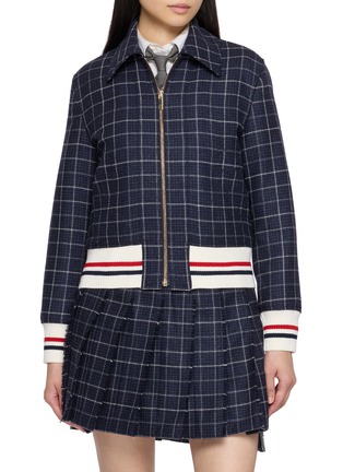 Main View - Click To Enlarge - THOM BROWNE - Windowpane Check Down Filled Cropped Flight Jacket