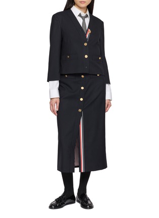 Figure View - Click To Enlarge - THOM BROWNE - V-neck Cropped Cardigan Jacket