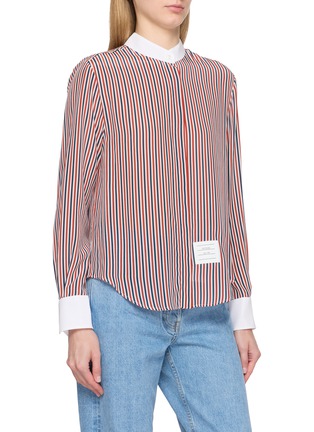 Detail View - Click To Enlarge - THOM BROWNE - Striped Detachable Collar Silk Shirt