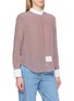 Detail View - Click To Enlarge - THOM BROWNE - Striped Detachable Collar Silk Shirt