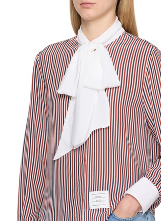  - THOM BROWNE - Striped Detachable Collar Silk Shirt