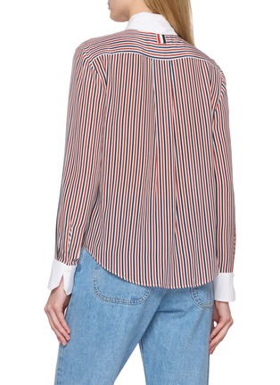 Back View - Click To Enlarge - THOM BROWNE - Striped Detachable Collar Silk Shirt