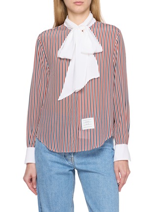 Main View - Click To Enlarge - THOM BROWNE - Striped Detachable Collar Silk Shirt