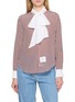 THOM BROWNE Striped Detachable Collar Silk Shirt