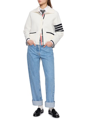 Figure View - Click To Enlarge - THOM BROWNE - 4 Bar Knit Jacket