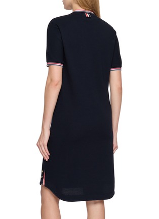 Back View - Click To Enlarge - THOM BROWNE - RWB Tipping Anchor Button Cotton Piqué Dolman T-Shirt Dress