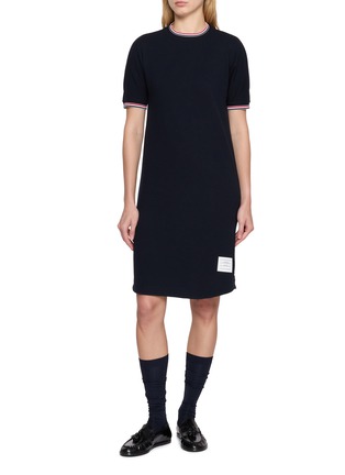 Figure View - Click To Enlarge - THOM BROWNE - RWB Tipping Anchor Button Cotton Piqué Dolman T-Shirt Dress