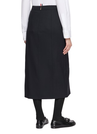 Back View - Click To Enlarge - THOM BROWNE - Suiting Button Front Midi Skirt