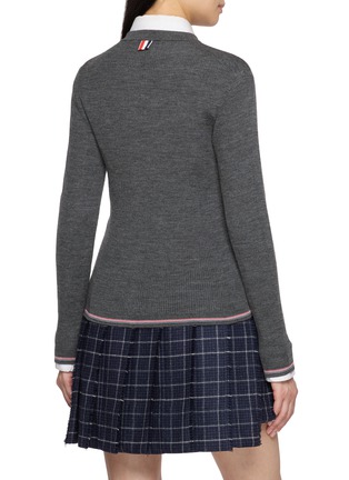 Back View - Click To Enlarge - THOM BROWNE - Rib Stitch Merino Wool Knit Cardigan