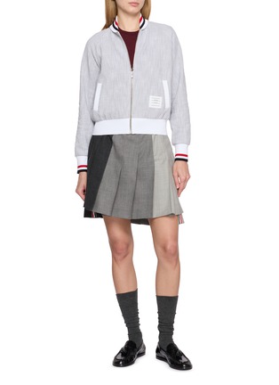 Figure View - Click To Enlarge - THOM BROWNE - RWB Cuff Cotton Tweed Bomber Jacket