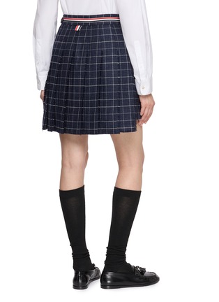 Back View - Click To Enlarge - THOM BROWNE - Windowpane Check Pleated Mini Skirt
