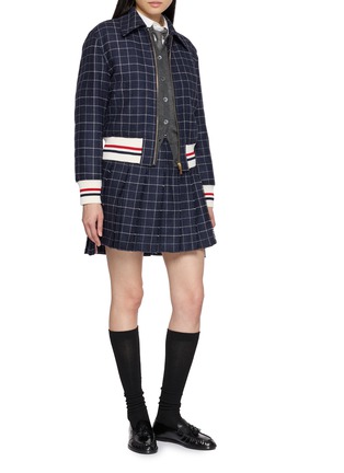 Figure View - Click To Enlarge - THOM BROWNE - Windowpane Check Pleated Mini Skirt