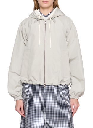 Main View - Click To Enlarge - LOEWE - Cropped Drawstring Hooded Zip Up Jacket