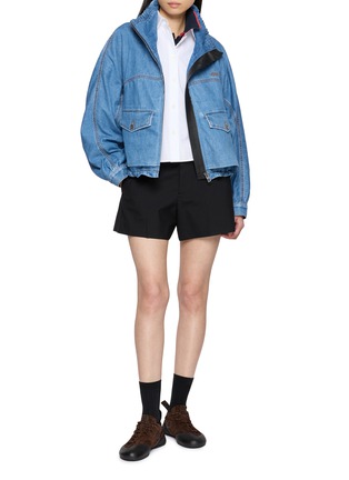 Figure View - Click To Enlarge - LOEWE - Contrast Leather Detail Denim Jacket