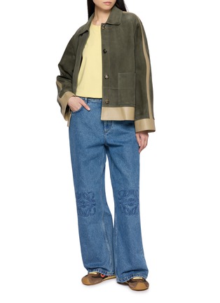 Figure View - Click To Enlarge - LOEWE - Anagram Embroidered Washed Cotton Denim Baggy Jeans