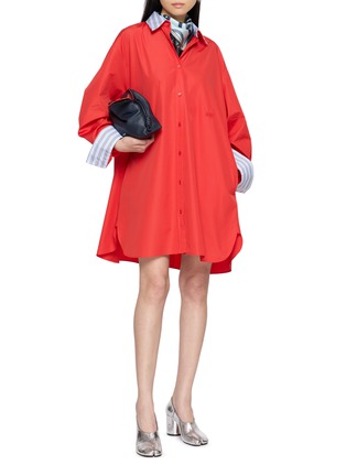 Figure View - Click To Enlarge - LOEWE - Double Layer Collar Cotton Poplin Shirt Dress