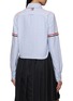 Back View - Click To Enlarge - THOM BROWNE - Point Collar Striped Trim Cropped Shirt