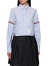THOM BROWNE Point Collar Striped Trim Cropped Shirt