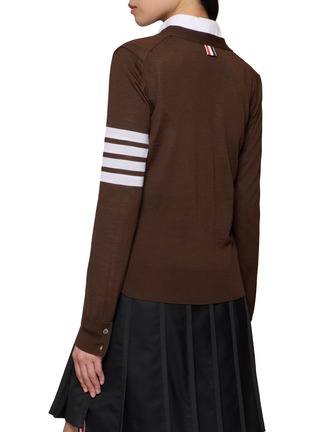 Back View - Click To Enlarge - THOM BROWNE - 4-Bar Striped V-Neck Cardigan