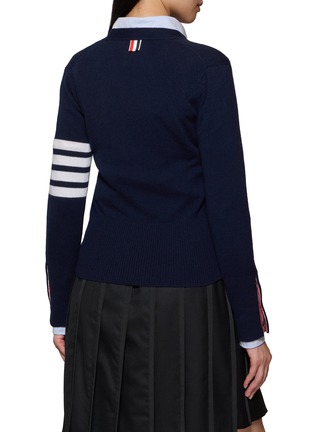 Back View - Click To Enlarge - THOM BROWNE - 4-Bar Striped V-Neck Cardigan