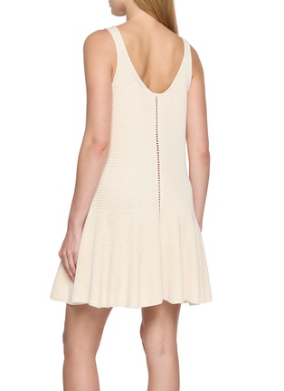 Back View - Click To Enlarge - ALAÏA - Waffle Godet Flared Silk Knit Mini Dress
