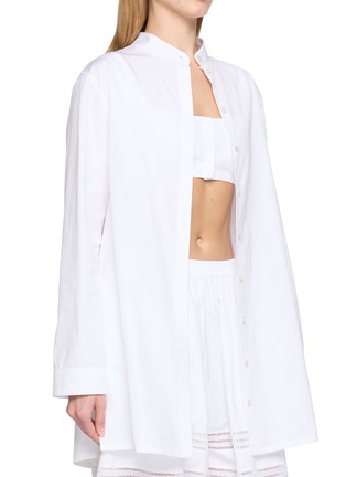 Front View - Click To Enlarge - ALAÏA - Cotton Poplin Shirt Bralette Set