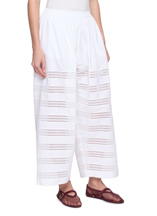 Front View - Click To Enlarge - ALAÏA - Openwork Round Cotton Poplin Pants