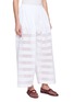 Front View - Click To Enlarge - ALAÏA - Openwork Round Cotton Poplin Pants