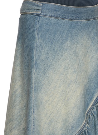  - ALAÏA - Ruffled Asymmetric Flared Cotton Denim Skirt