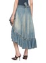 Back View - Click To Enlarge - ALAÏA - Ruffled Asymmetric Flared Cotton Denim Skirt