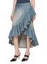 Front View - Click To Enlarge - ALAÏA - Ruffled Asymmetric Flared Cotton Denim Skirt