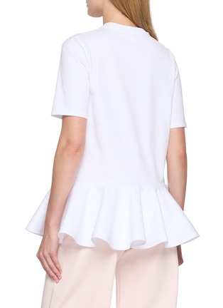Back View - Click To Enlarge - ALAÏA - Peplum Hem Cotton Jersey T-Shirt