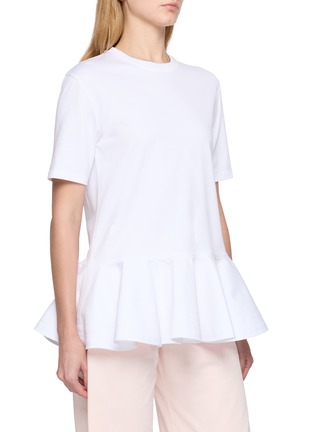 Front View - Click To Enlarge - ALAÏA - Peplum Hem Cotton Jersey T-Shirt