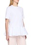 Front View - Click To Enlarge - ALAÏA - Peplum Hem Cotton Jersey T-Shirt