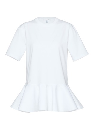 Main View - Click To Enlarge - ALAÏA - Peplum Hem Cotton Jersey T-Shirt