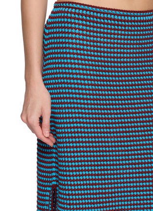  - ALAÏA - Bicolour Crochet Cotton Knit Midi Skirt