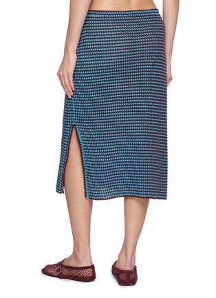 Back View - Click To Enlarge - ALAÏA - Bicolour Crochet Cotton Knit Midi Skirt