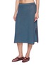 Front View - Click To Enlarge - ALAÏA - Bicolour Crochet Cotton Knit Midi Skirt