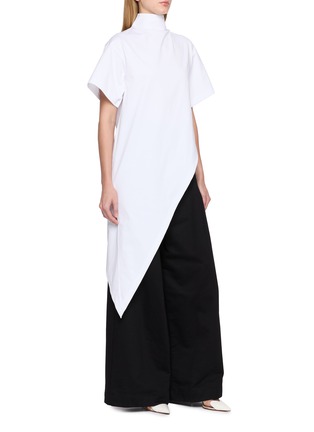 Front View - Click To Enlarge - ALAÏA - Triangle Asymmetrical Hem Cotton Jersey Top
