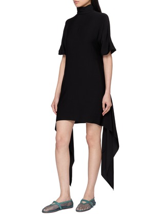 Front View - Click To Enlarge - ALAÏA - Asymmetric Draped Cady Dress