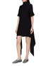 Front View - Click To Enlarge - ALAÏA - Asymmetric Draped Cady Dress