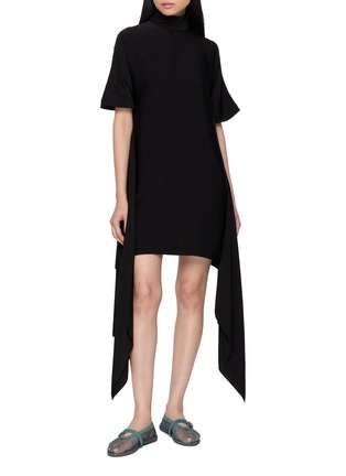 Figure View - Click To Enlarge - ALAÏA - Asymmetric Draped Cady Dress