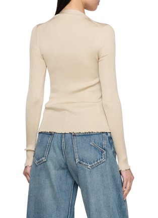 Back View - Click To Enlarge - ALAÏA - Long Sleeve Ribbed Knit Top