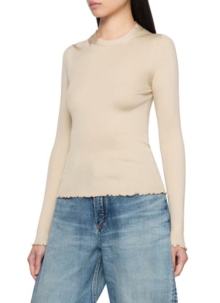 Front View - Click To Enlarge - ALAÏA - Long Sleeve Ribbed Knit Top