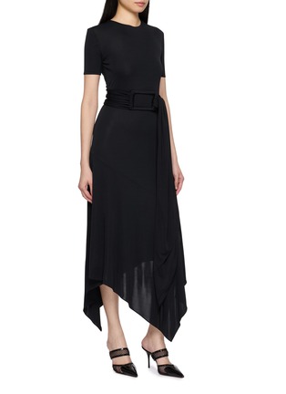 Front View - Click To Enlarge - ALAÏA - Belted Asymmetrical Jersey Dress