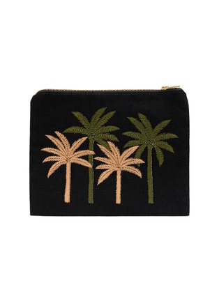 Main View - Click To Enlarge - BENARAS - Jamaica Palm Embroidered Canvas Pouch