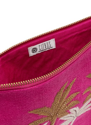 Detail View - Click To Enlarge - BENARAS - Jamaica Palm Embroidered Canvas Pouch
