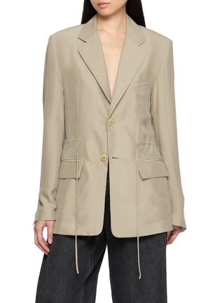 Main View - Click To Enlarge - ALEXANDERWANG - Drawcord Waist Single Breasted Blazer