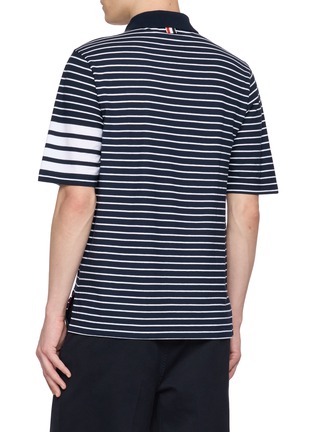 Back View - Click To Enlarge - THOM BROWNE - 4-bar Cotton Jersey Polo Shirt